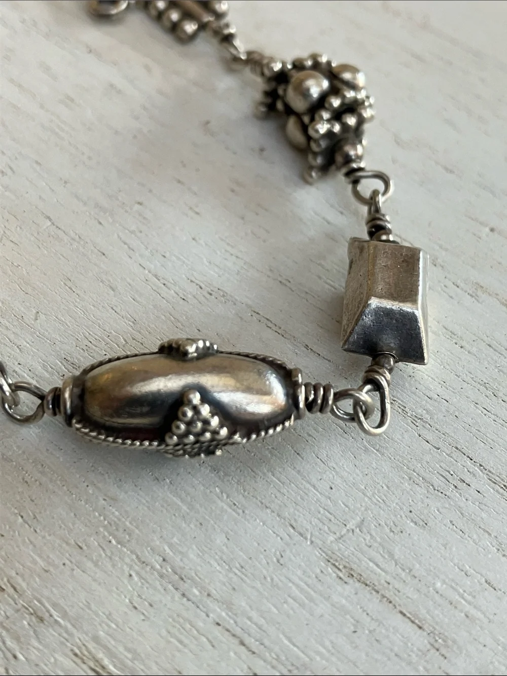 925 Sterling Silver Mixed-Bead Women's Bracelet Ethnic Tribal